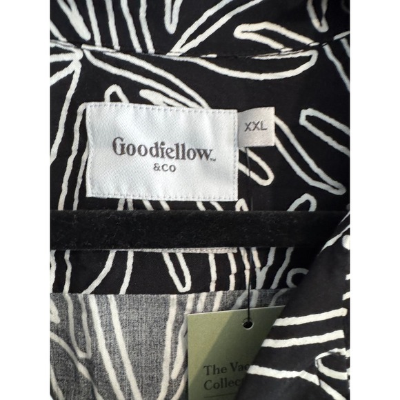 Goodfellow & Co Vacation Collection Shirt Mens XXL Black White Botanical Print - Picture 2 of 2